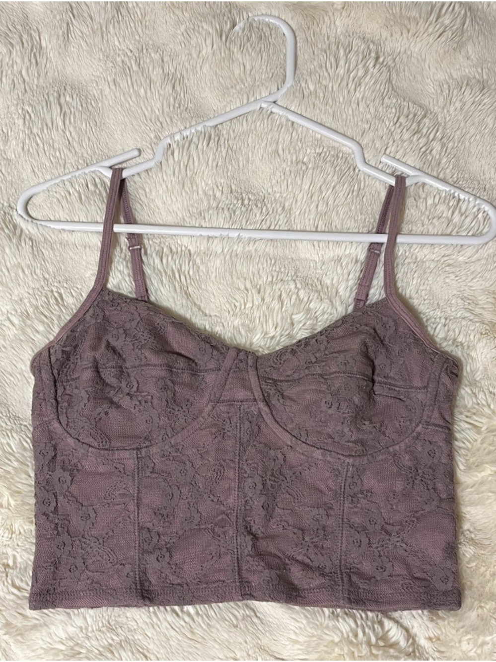 Garage Lace Longline Bralette in Dusty Mauve